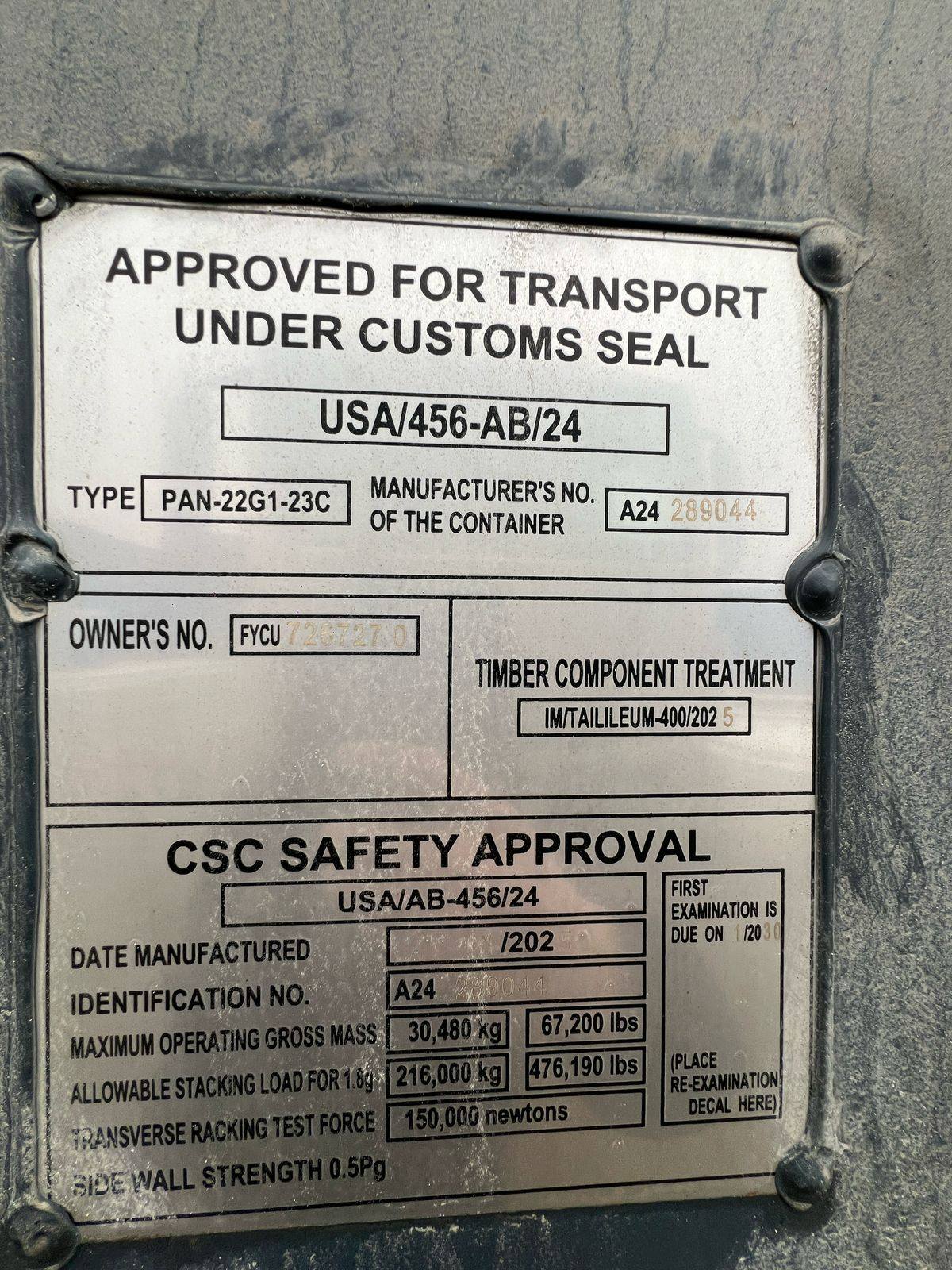 Морской контейнер FYCU7267270